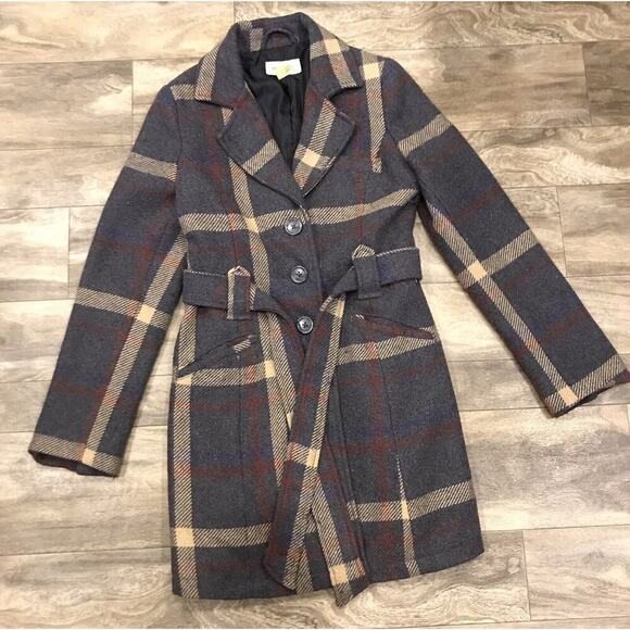 Merona Jackets & Blazers - Merona Womens Size S Retro Plaid Belted Dress Coat